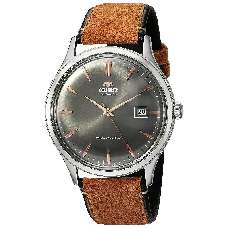 Orient Men's FAC08003A0 Bambino Version 4 Automatic Brown Suede Watch