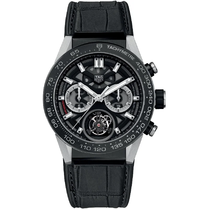 Tag Heuer Men's CAR5A8Y.FC6377 Carrera Chronograph Automatic Black Rubber and alligator leather Watch