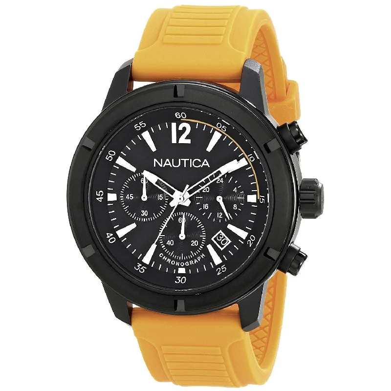 Nautica Men's N18711G NST Chronograph Orange Silicone Watch