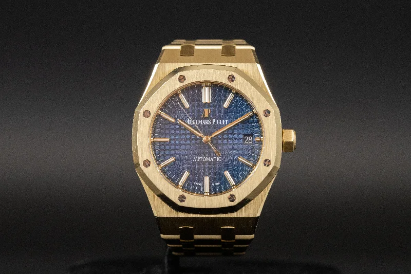 Audemars Piguet<br>15450BA Royal Oak 37mm Yellow Gold Blue Dial