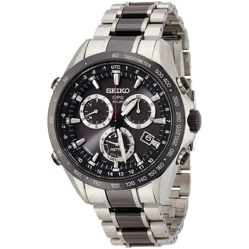 Seiko Men's SSE029 Astron GPS Solar Chronograph World Time Two-Tone Stainless steel and Ceramic Watch