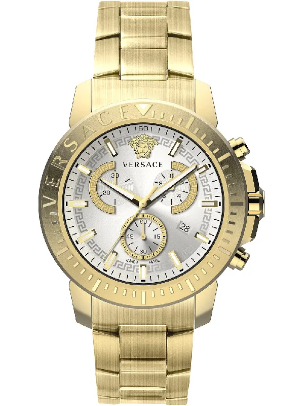 Versace Men's Watch New Chrono 45mm Gold Bracelet VE2E00521