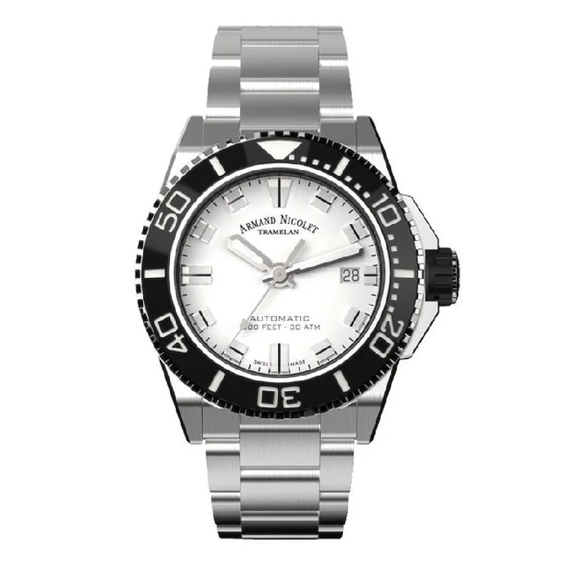 Armand Nicolet JS9-41 Silver Stainless Steel Black Bezel