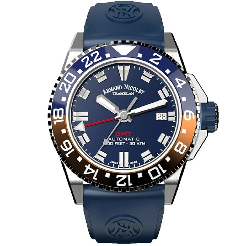 Armand Nicolet JS9-41 GMT Blue Stainless Steel