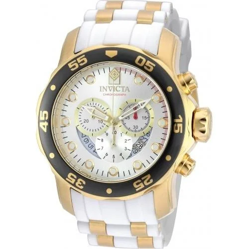 Invicta Men's 20292 Pro Diver Scuba Chronograph White and GLD Ins Polyurethane and Stainless Steel Watch