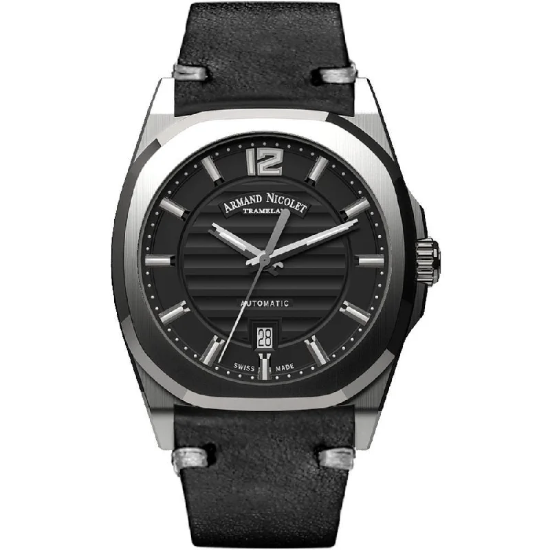 Armand Nicolet Men's Watch J09-3 Black Leather A660AAA-NR-PK4140NR