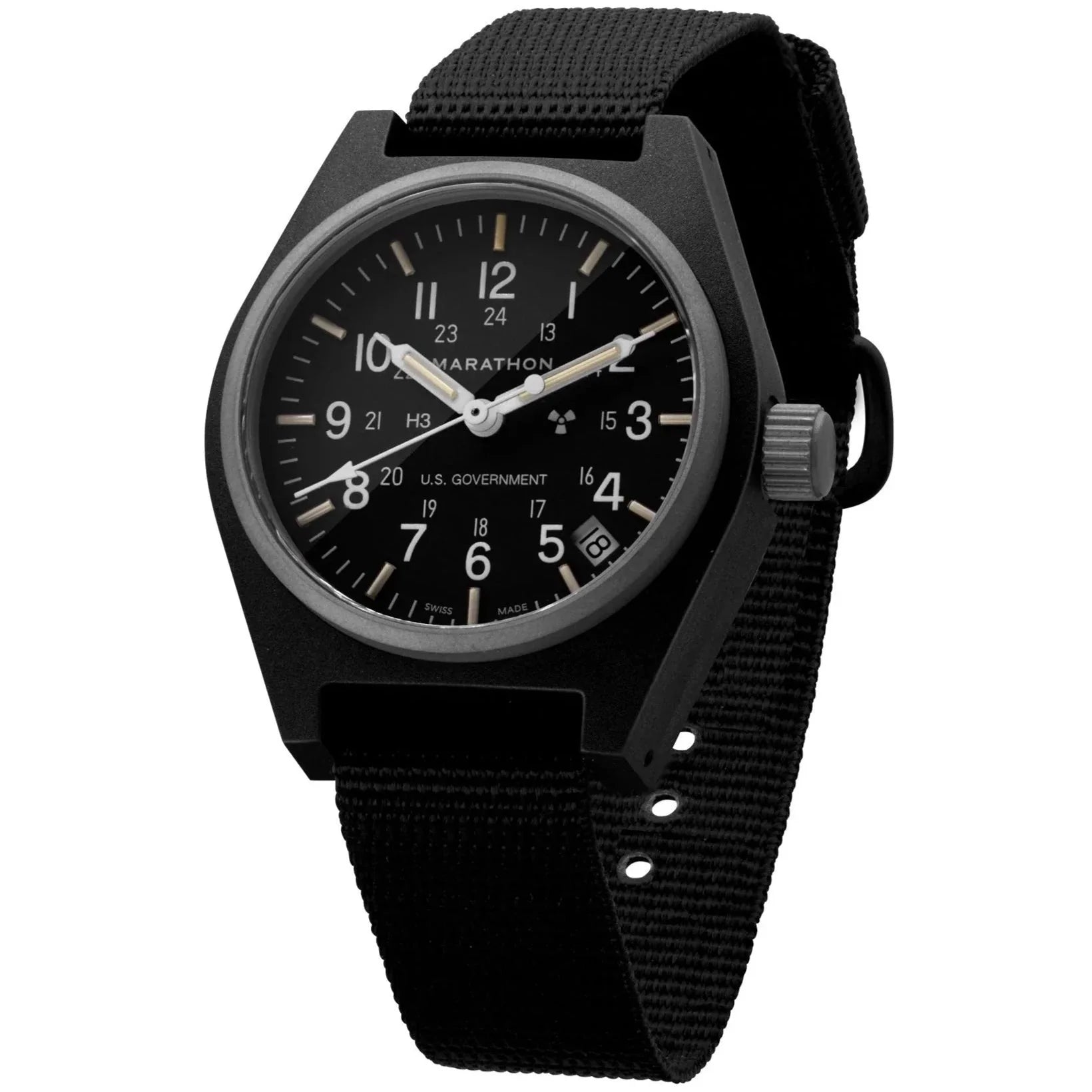 Marathon General Purpose Quartz with Date (GPQ) - 34mm US Government Marked Black WW194015BK