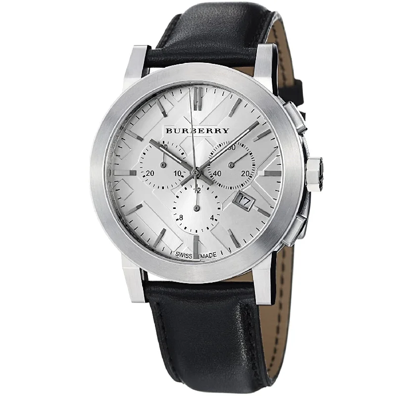 Burberry Men's BU9355 Large Check Chronograph Black Leather Watch