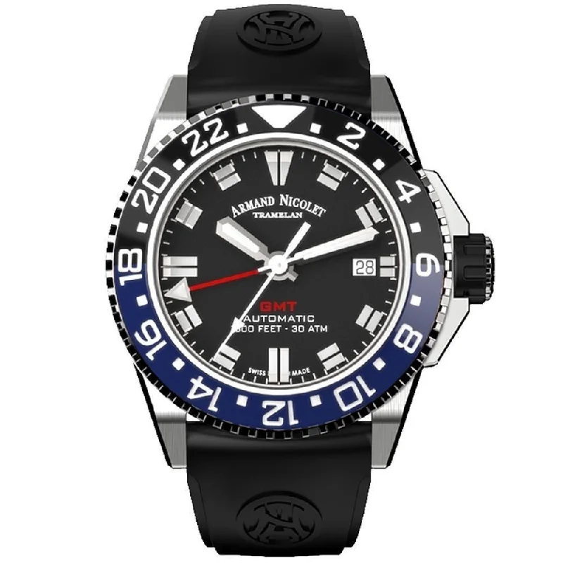 Armand Nicolet JS9-41 GMT Black 41MM Stainless Steel