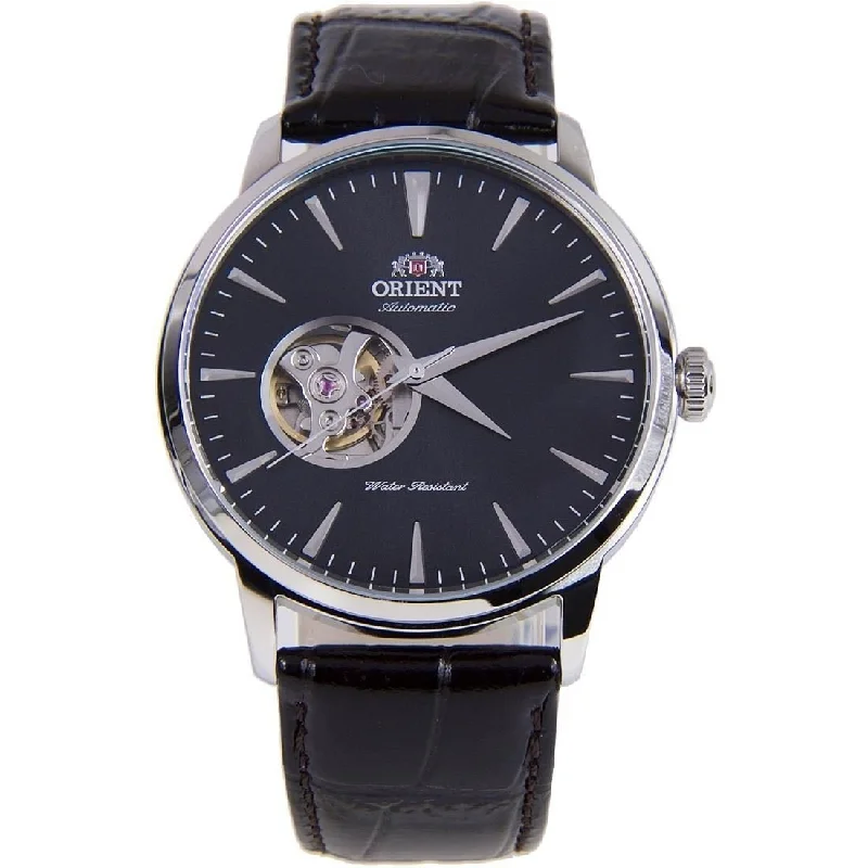 Orient Men's FAG02004B0 Esteem II Open Heart Automatic Black Leather Watch