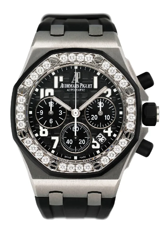 Audemars Piguet Royal Oak Offshore 26048SK Diamond Black Dial Ladies Watch Box Papers