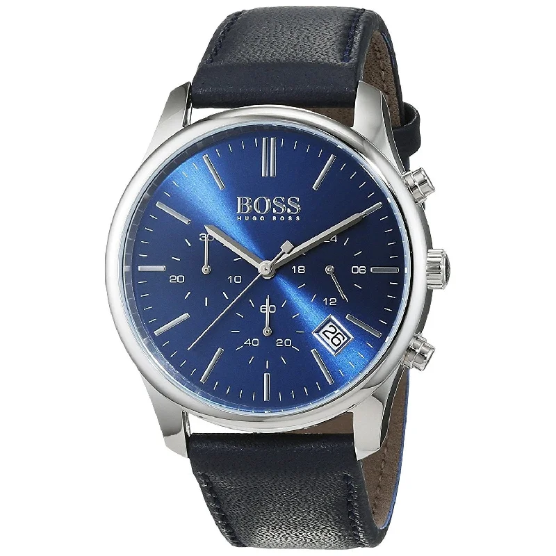 Hugo Boss Men's 1513431 Time One Chronograph Navy Leather Watch