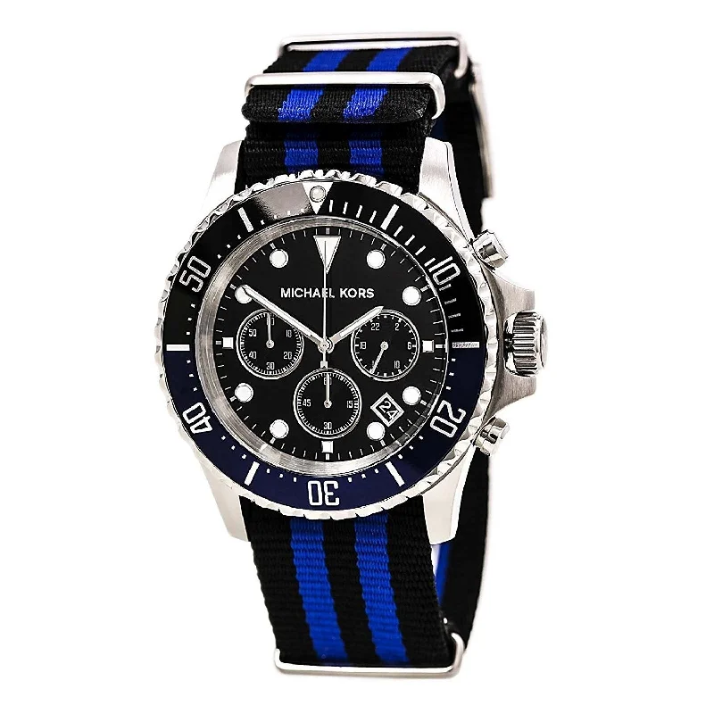 Michael Kors Men's MK8398 Everest Chronograph Black and blue Canvas Watch