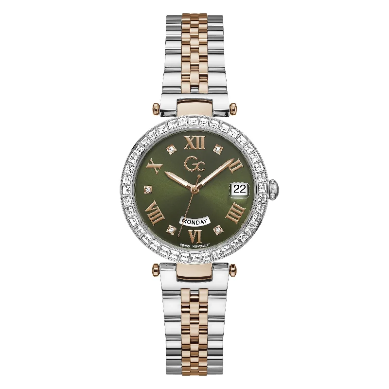 Gc Flair Crystal Ladies Green Watch Z01010L9MF