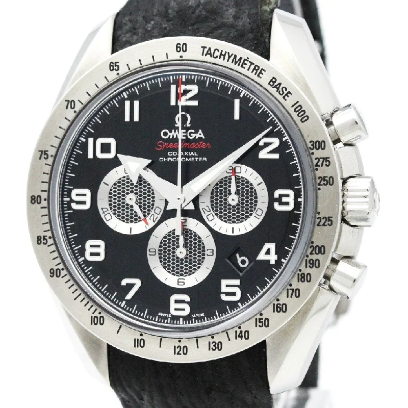 Omega Men's 321.13.44.50.01.001 Speedmaster Broad Arrow Chronograph Black Leather Watch