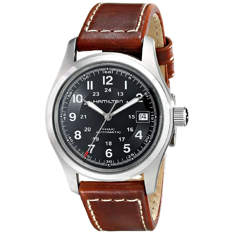 Hamilton Men's H70455533 Khaki Field Automatic Brown Leather Watch