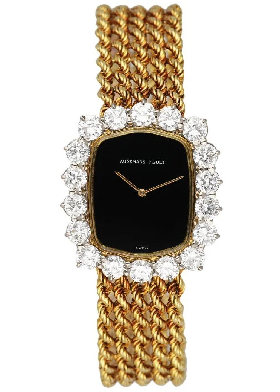 Audemars Piguet Onyx Dial Diamond Bezel Ladies Watch