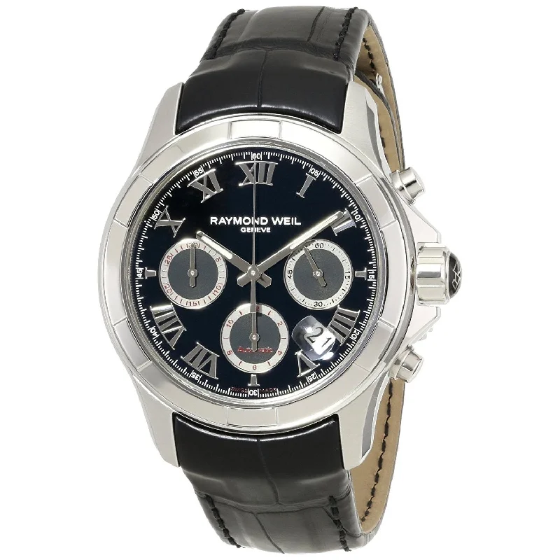 Raymond Weil Men's 7260-STC-00208 Parsifal Chronograph Automatic Black Leather Watch