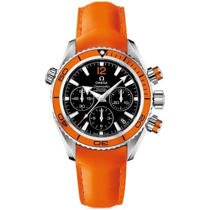 Omega Men's 222.32.38.50.01.003 Seamaster Planet Ocean Chronograph Automatic Orange Leather Watch