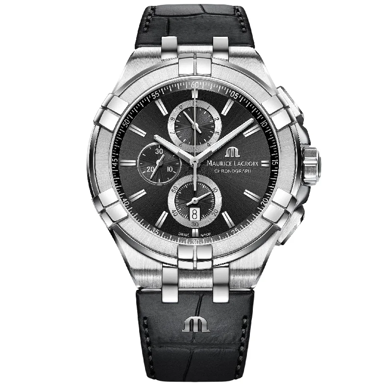 Maurice Lacroix Men's Black Aikon Chronograph Watch AI1018-SS001-330-1