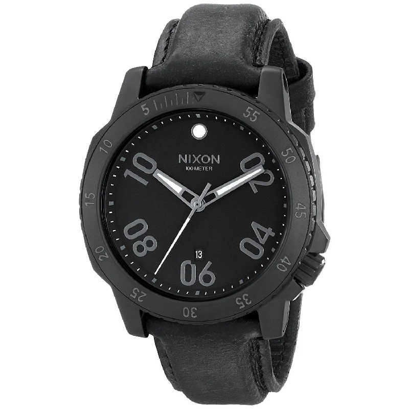 Nixon Men's A508-001 Ranger Black Leather Watch