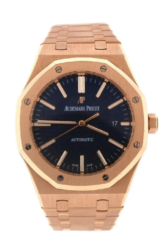 Audemars Piguet Royal Oak 41 Selfwinding Automatic Blue Dial 18kt Pink Gold Men's Watch 15400OR.OO.1220OR.03 Pre Owend