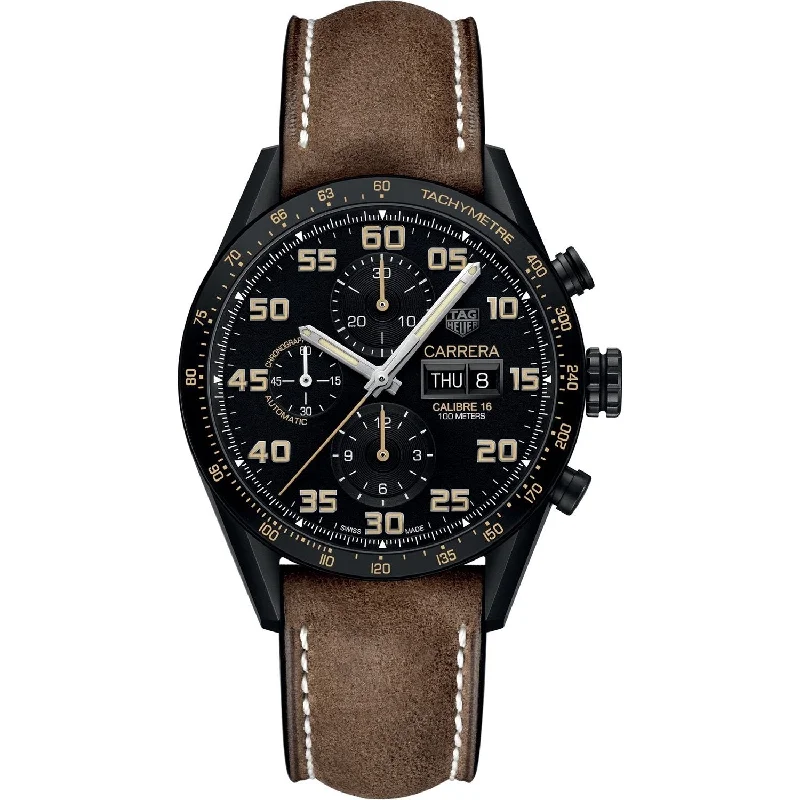 Tag Heuer Men's CV2A84.FC6394 Carrera Limited Edition Chronograph Automatic Brown Aged leather Watch