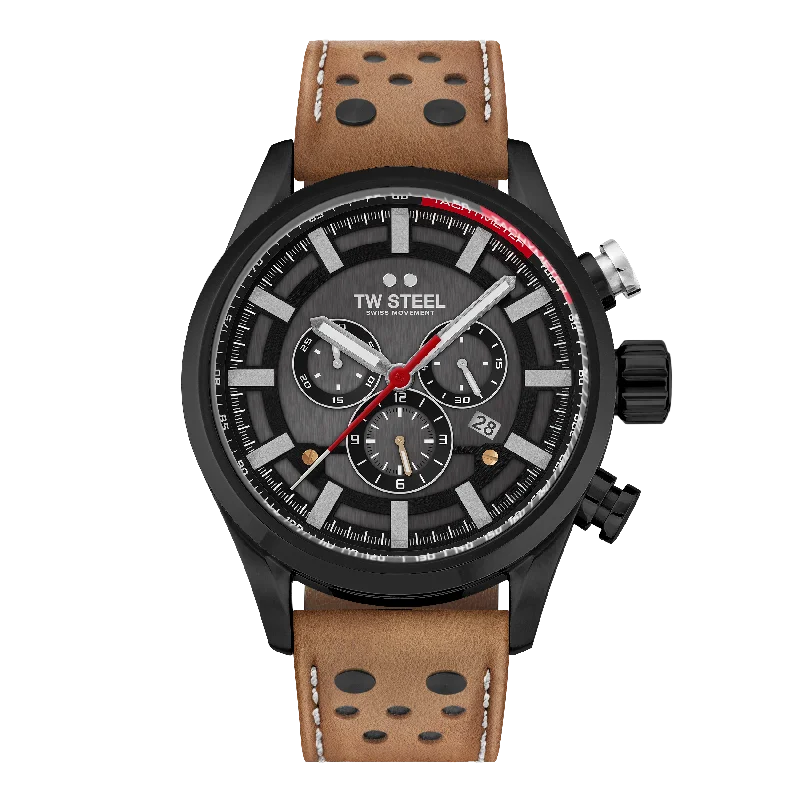 TW Steel Watch Men's Swiss Volante Chronograph Fast Lane Brown SVS209