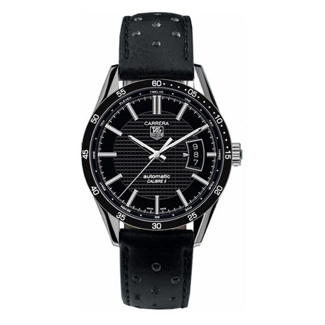 Tag Heuer Men's WV211M.FC6182 Carrera Automatic Black Leather Watch