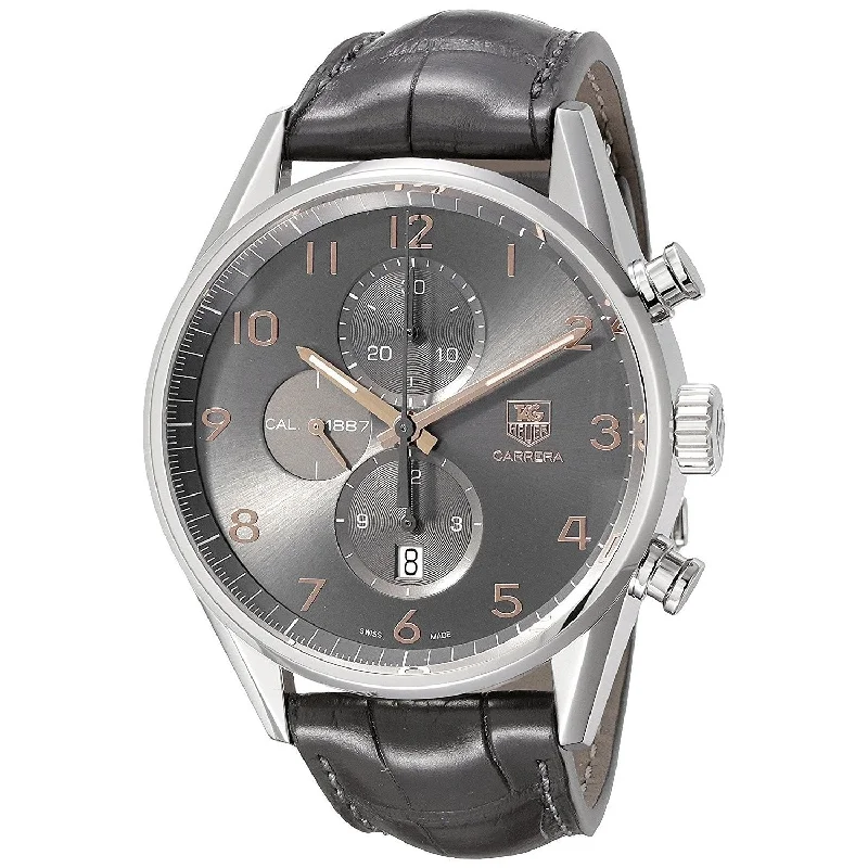 Tag Heuer Men's CAR2013.FC6313 Carrera Chronograph Automatic Grey Leather Watch