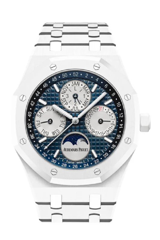 Audemars Piguet Royal Oak 41 Perpetual Calendar White Ceramic Blue Dial Mens Watch 26579CB.OO.1225CB.01 DCM