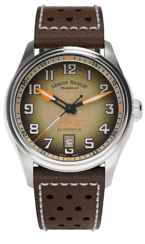 Armand Nicolet Men's Watch MM2 Date 41mm Beige Brown A740P-KA-BP22641MAC