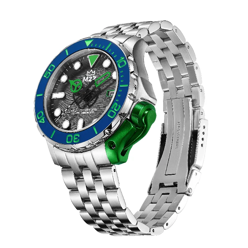 M2Z Men's Watch Diver 200 Bracelet Green Blue 200-003X