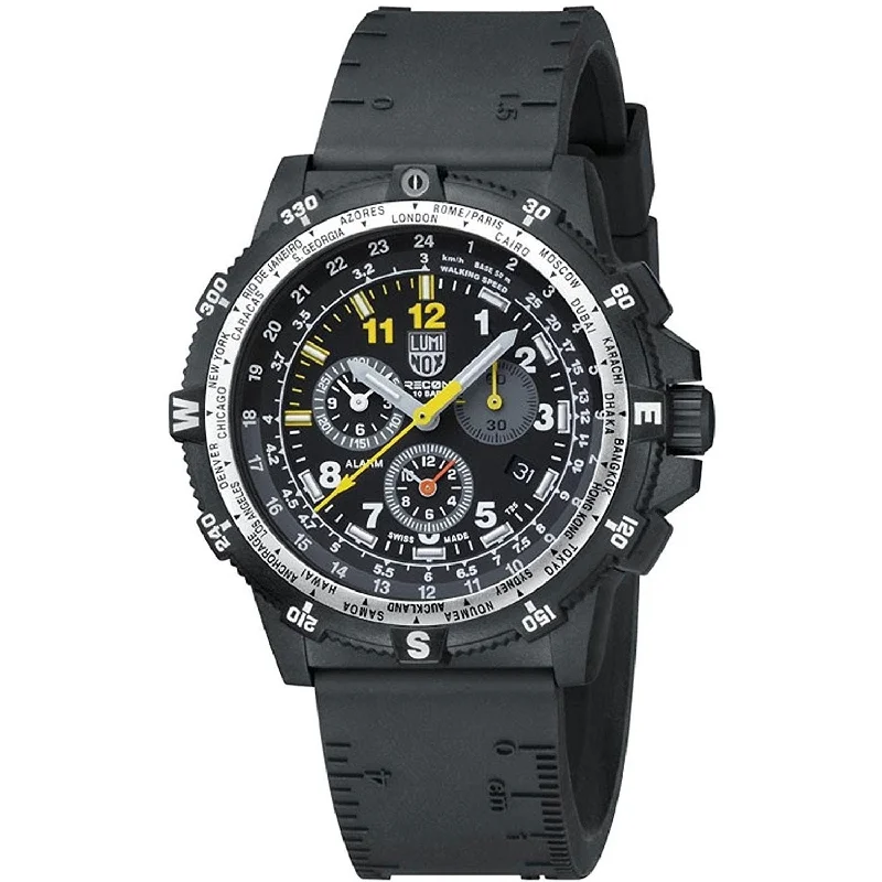 Luminox Men's 8841.KM.SET Recon Team Leader Chronograph Night Vision Extra Nylon Strap Black Rubber Watch