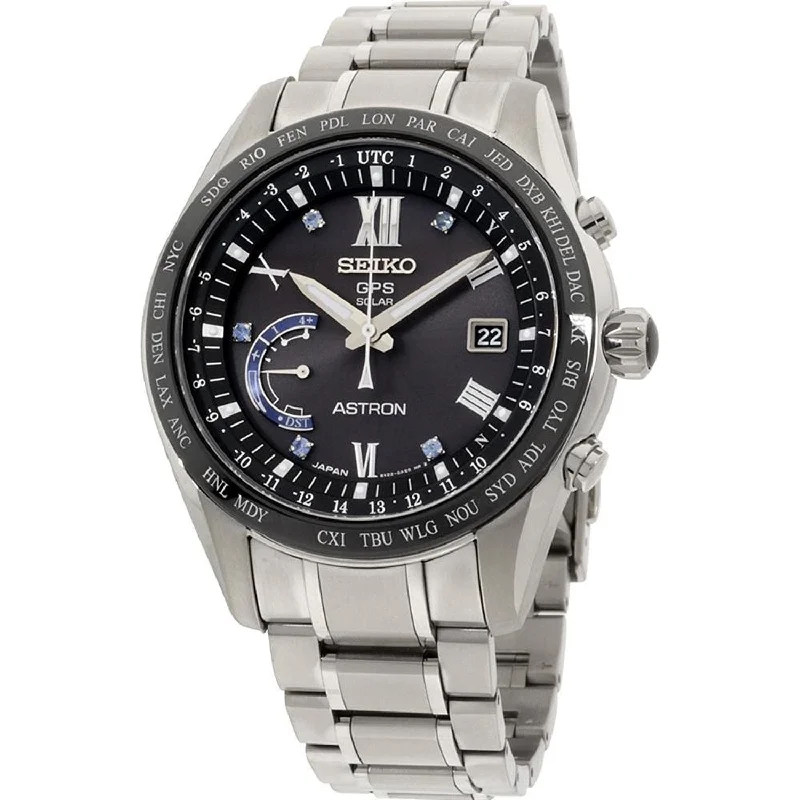 Seiko Men's SSE117 Astron GPS Solar World Time Titanium Watch