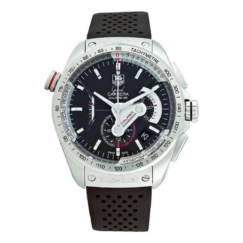 Tag Heuer Men's CAV5115.FT6019 Grand Carrera Chronograph Automatic Black Rubber Watch