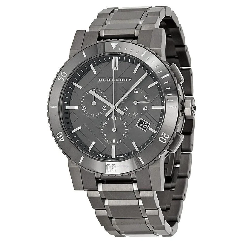 Burberry Men's BU9381 Large Check Chronograph Black Stainless Steel Watch