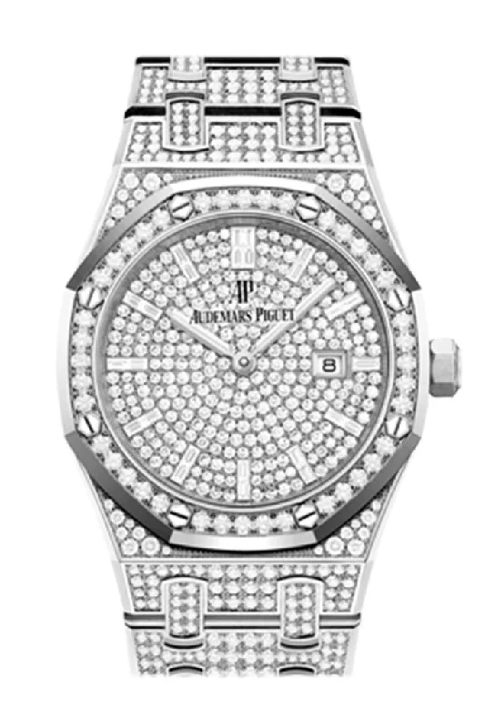 Audemars Piguet Royal Oak 33 Quartz Diamond Dial White Gold Pave Diamond Bracelet White Gold Watch 67652BC.ZZ.1265BC.01