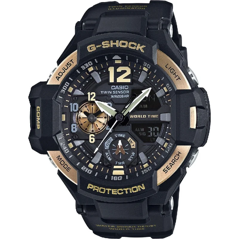 Casio Men's GA1100-9G G-Shock Analog-Digital Black Resin Watch