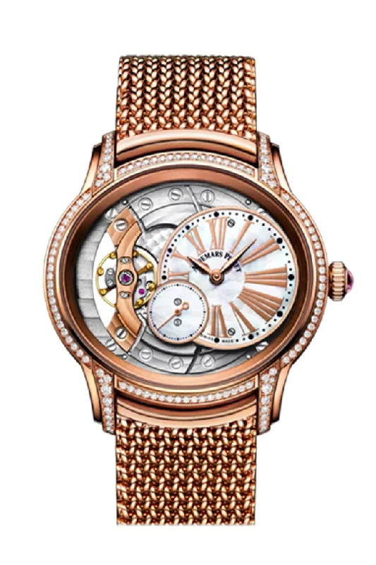 Audemars Piguet Millenary 39.5mm Mother of Pearl Dial Ladies 18kt Rose Gold Hand Wound Watch 77247OR.ZZ.1272OR.01