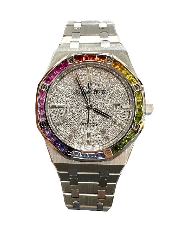 Audemars Piguet Royal Oak FACTORY Rainbow 18K White gold 15413BC Limited 10 pieces Box/Papers PreOwned