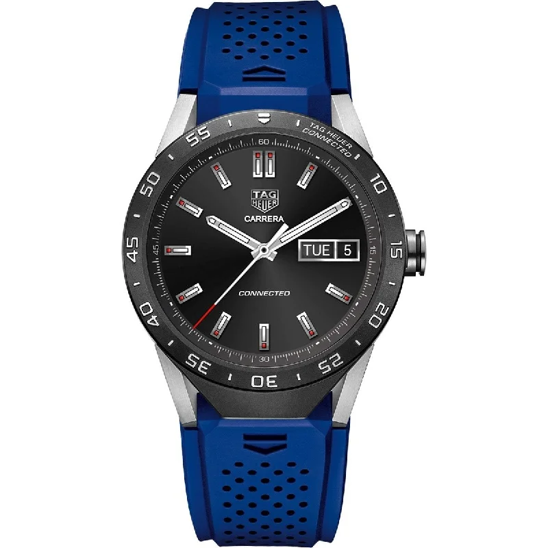 Tag Heuer Men's SAR8A80.FT6058 Connected Smartwatch Android 4.3+ IOS 8.2+ Bluetooth Gyroscope sensor Haptic engine Microphone Blue Rubber Watch