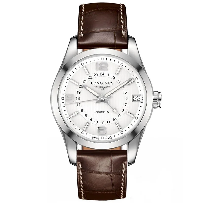 Longines Men's L27994763 Conquest Automatic Brown Leather Watch