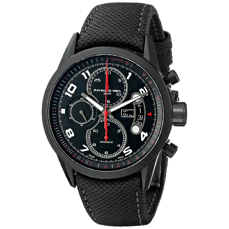 Raymond Weil Men's 7730-BK-05207 Freelancer Chronograph Automatic Black Leather Watch