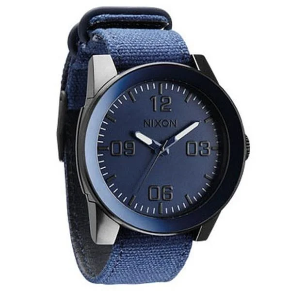 Nixon Men's A243-1330 Corporal Blue Nylon and Leather Watch