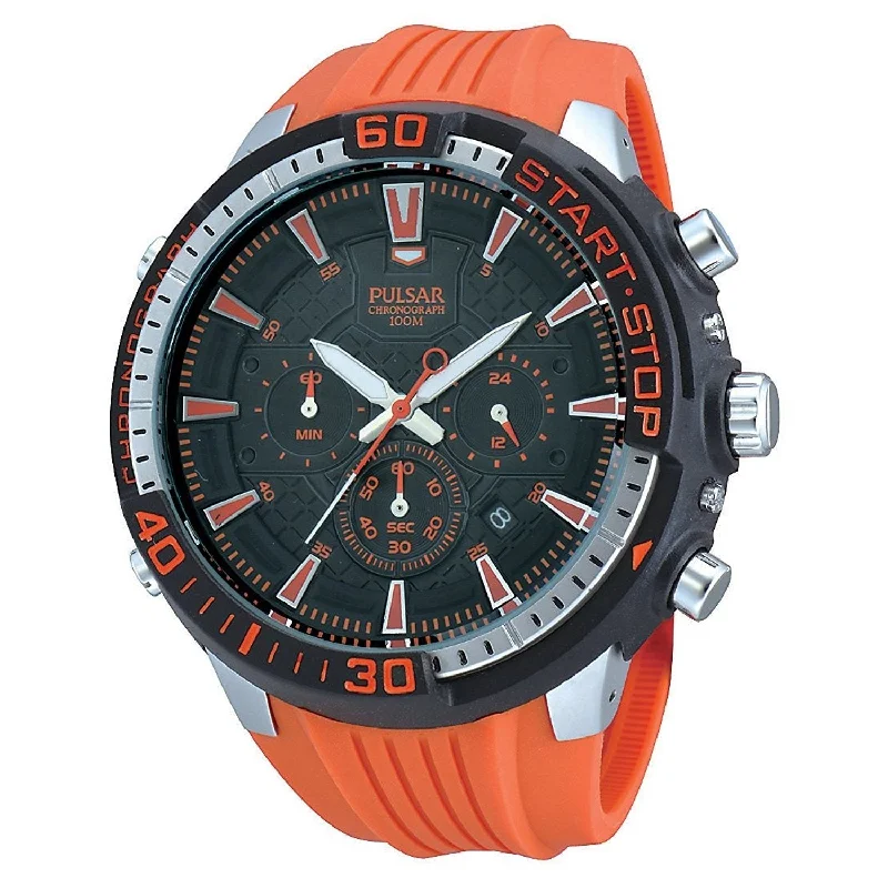 Pulsar Men's PT3511 Chronograph Orange Rubber Watch