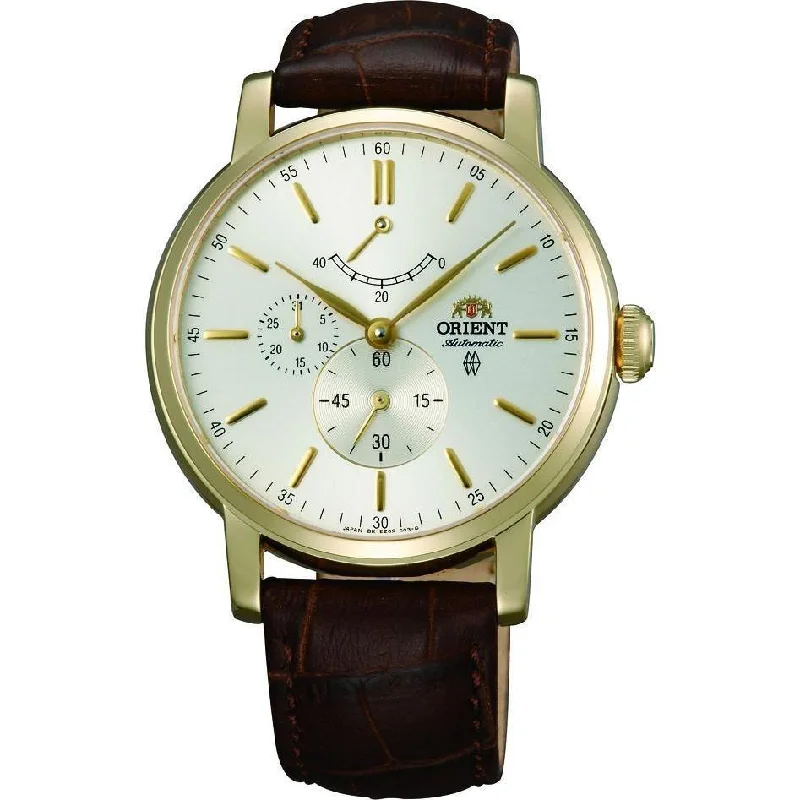 Orient Men's FEZ09002S0 Vintage Chronograph Automatic Brown Leather Watch