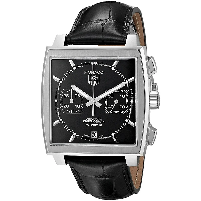 Tag Heuer Men's CAW2110.FC6177 Monaco Chronograph Automatic Black Leather Watch