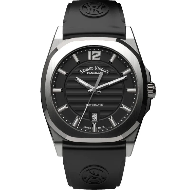 Armand Nicolet Men's Watch J09-3 Black Rubber A660AAA-NR-GG4710N