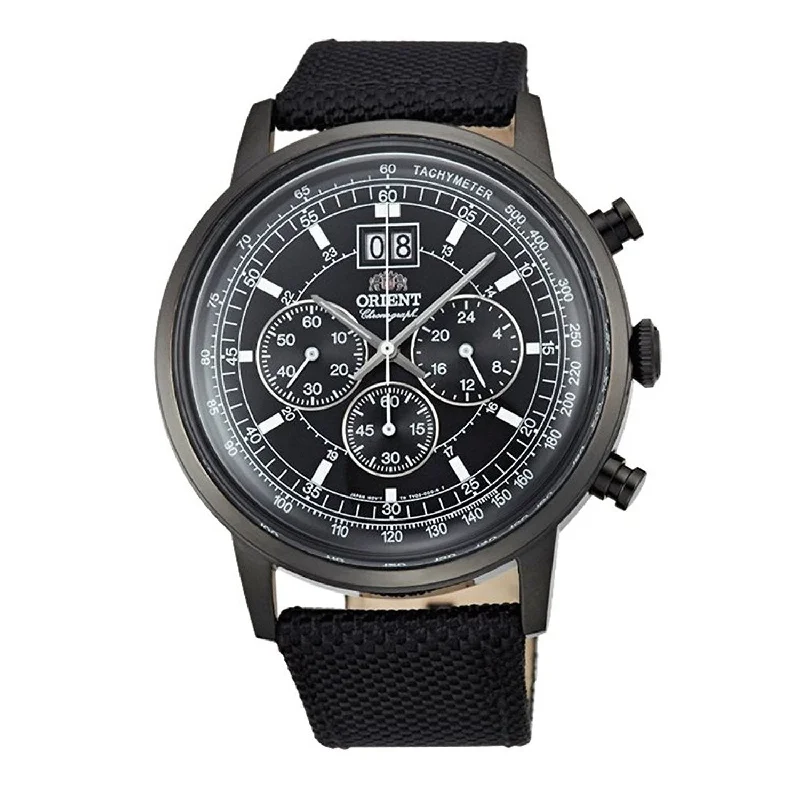 Orient Men's FTV02001B0 Big Date Chronograph Automatic Black Canvas Watch